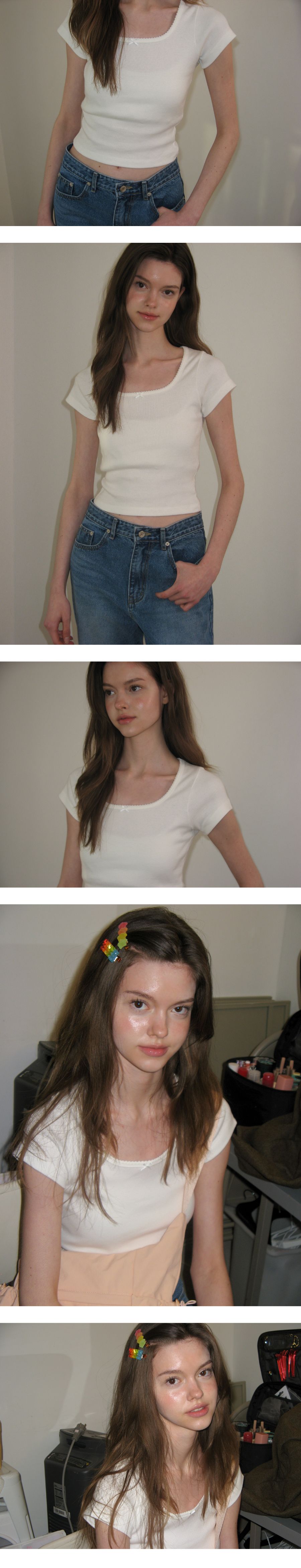 SOMEWHEREBUTTER [3rd] Ribbon Square Top - Ivory