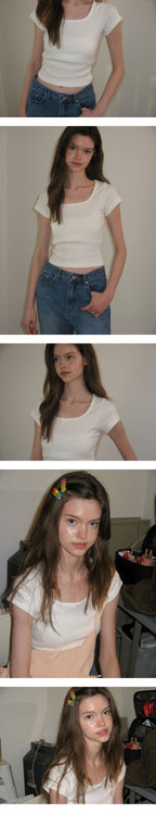 SOMEWHEREBUTTER [3rd] Ribbon Square Top - Ivory