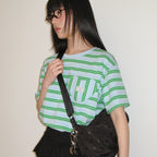 RONRON MULTI STRIPE HEART POCKET BASIC FIT T SHIRT SKY BLUE