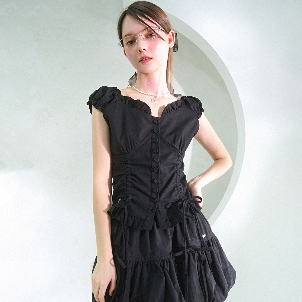 VIVACIOUS Nia Shirring Two-way Blouse_2Colors