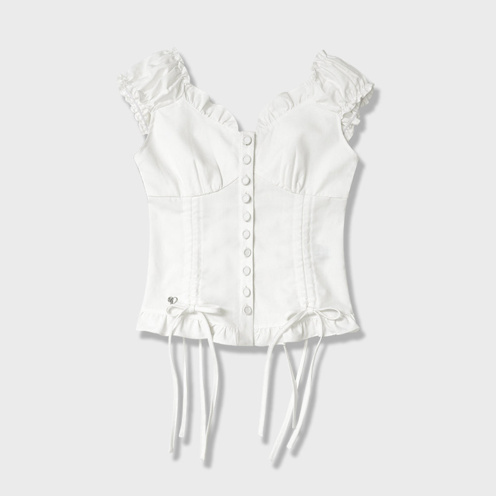 VIVACIOUS Nia Shirring Two-way Blouse_2Colors