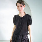 VIVACIOUS Melissa Punching Ribbon Blouse_2Colors