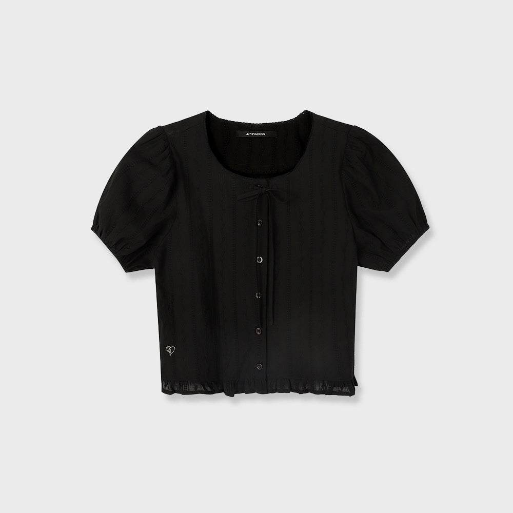 VIVACIOUS Melissa Punching Ribbon Blouse_2Colors