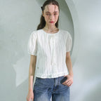VIVACIOUS Melissa Punching Ribbon Blouse_2Colors