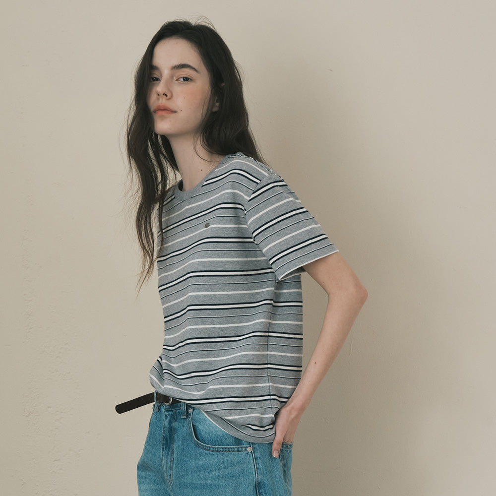 AaU [Same-day shipping/5th] 70s multi-stripe t-shirt_gray