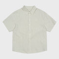 thecoldestmoment TCM mini logo stripe half shirts (beige)