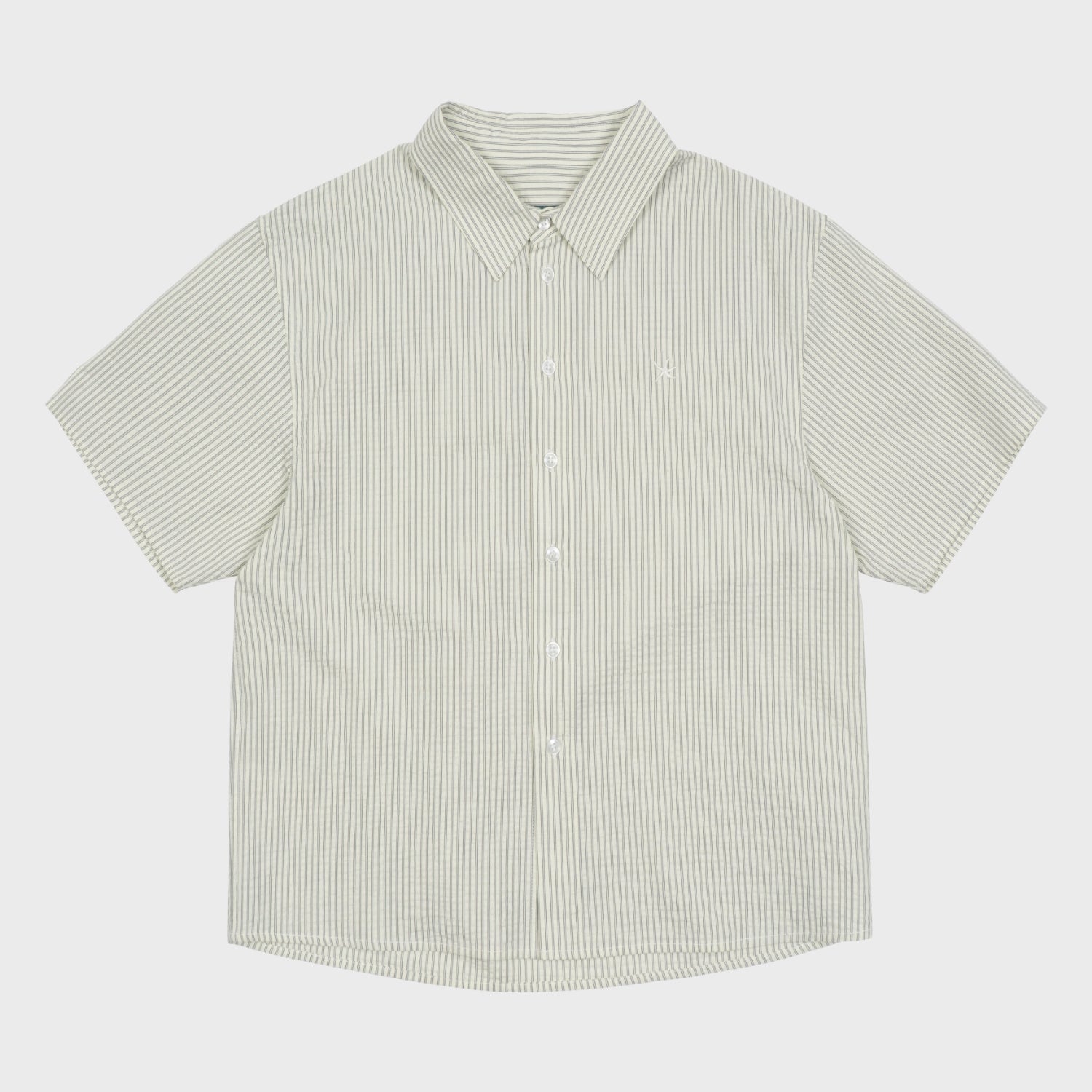 thecoldestmoment TCM mini logo stripe half shirts (beige)