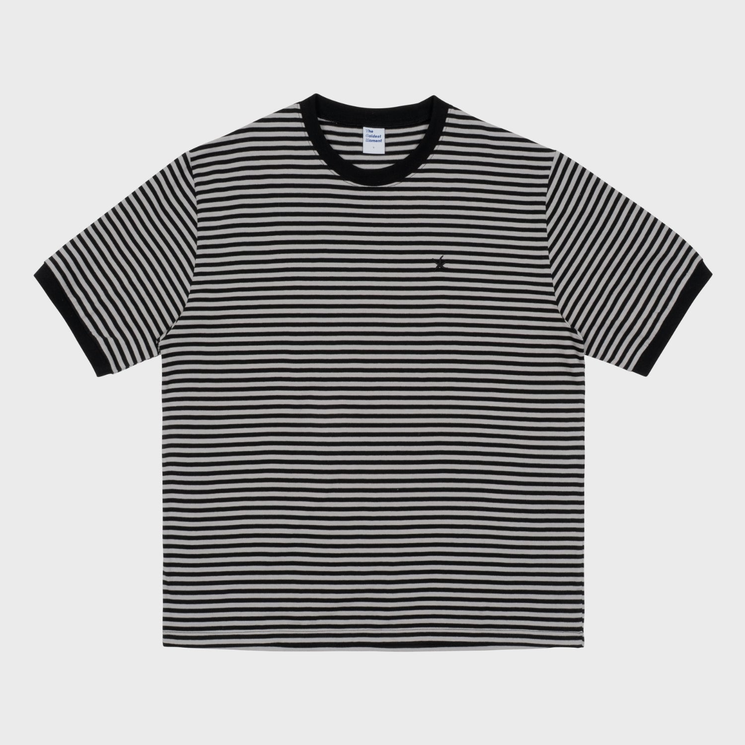 thecoldestmoment TCM mini logo stripe ringer T (black)