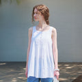 avamolli SQUARE NECK PINTUCK SLEEVELESS DRESS (WHITE)