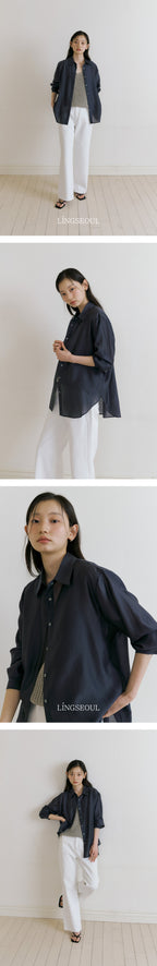 LINGSEOUL tencel basic shirt-charcoal