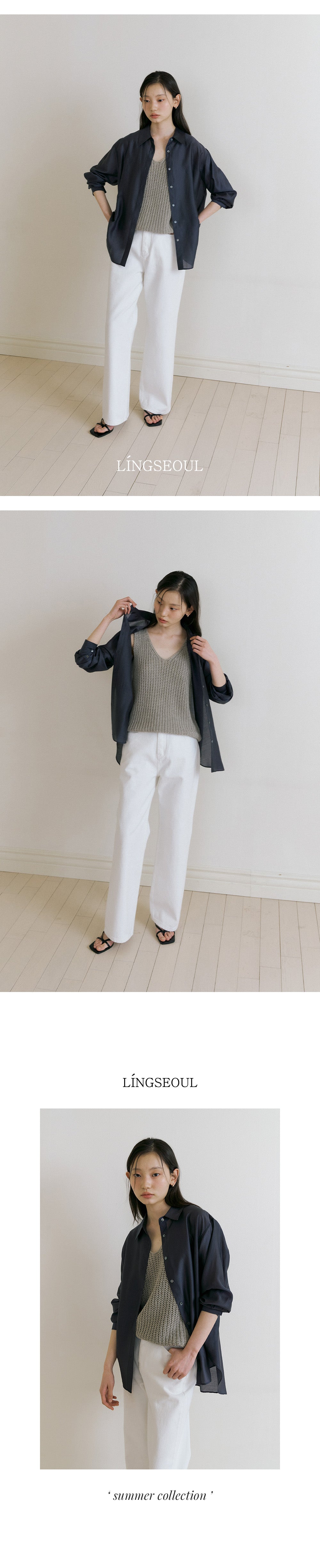 LINGSEOUL tencel basic shirt-charcoal