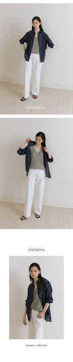 LINGSEOUL tencel basic shirt-charcoal