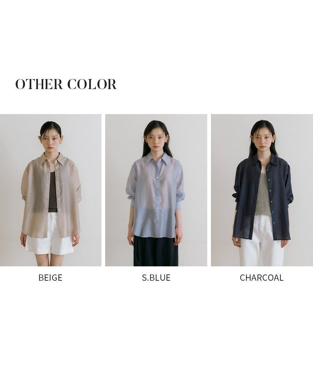 LINGSEOUL tencel basic shirt-charcoal