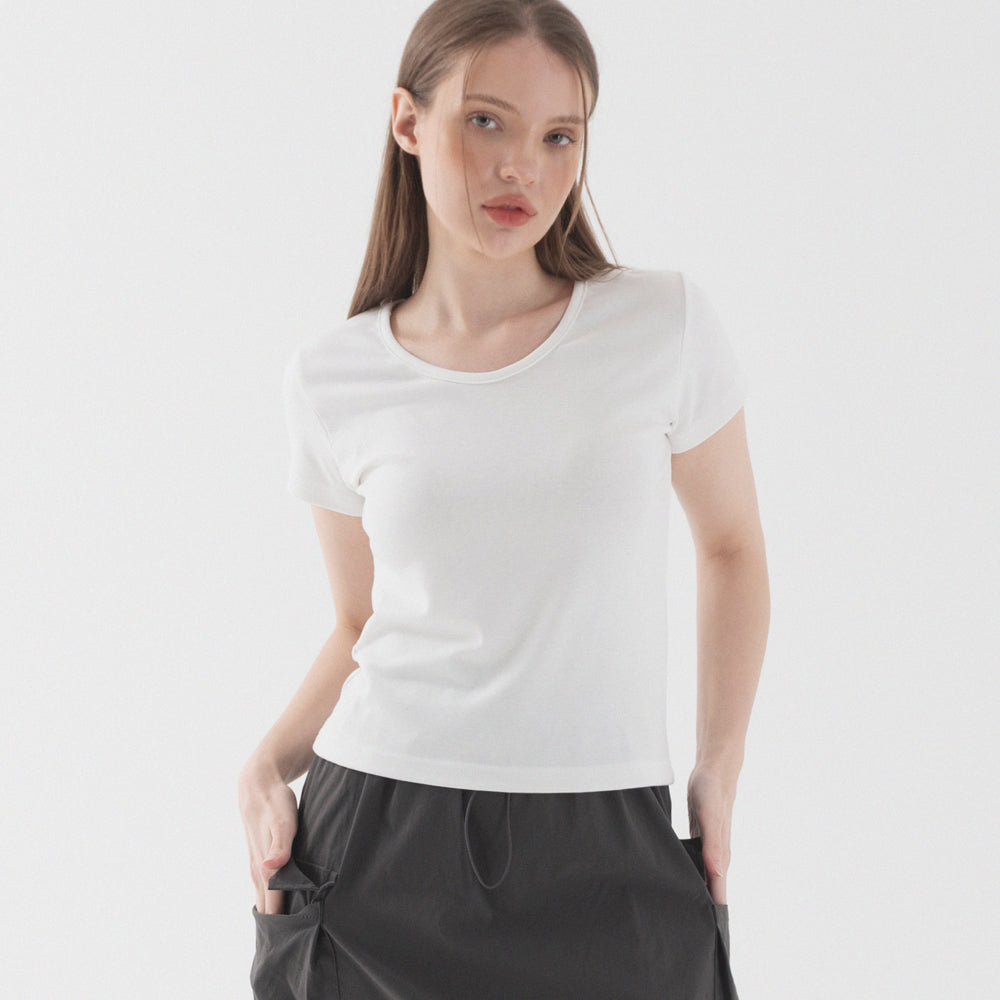 PIANER Slim fit round neck short sleeve t-shirt (white)