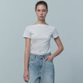 LE boat neck cap sleeve T (white)