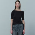 LE back scoop neck half sleeve T (black)