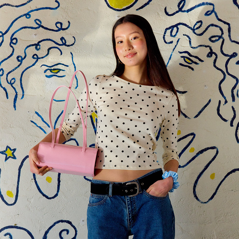 LEMONE [25th order] Polka dot Boat Neck T-shirt