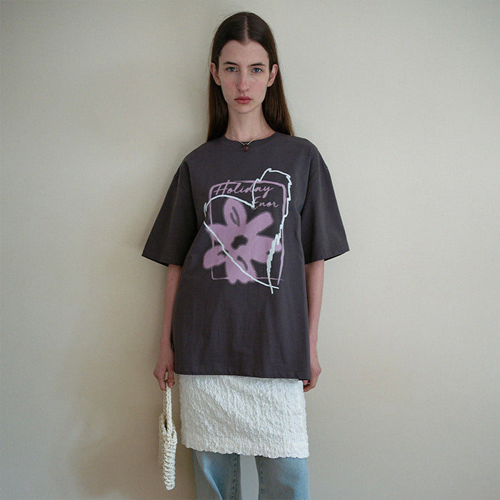 ENOR [4th reorder] FLOWER GRAPHIC T-SHIRT - DARK GRAY