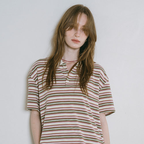 VANONE ATELIER A3522 Multi-stripe pique t-shirt_Pink