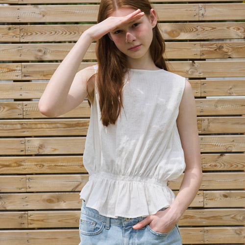 SO IR (2COLOR)SLEEVELESS COTTON BLOUSE