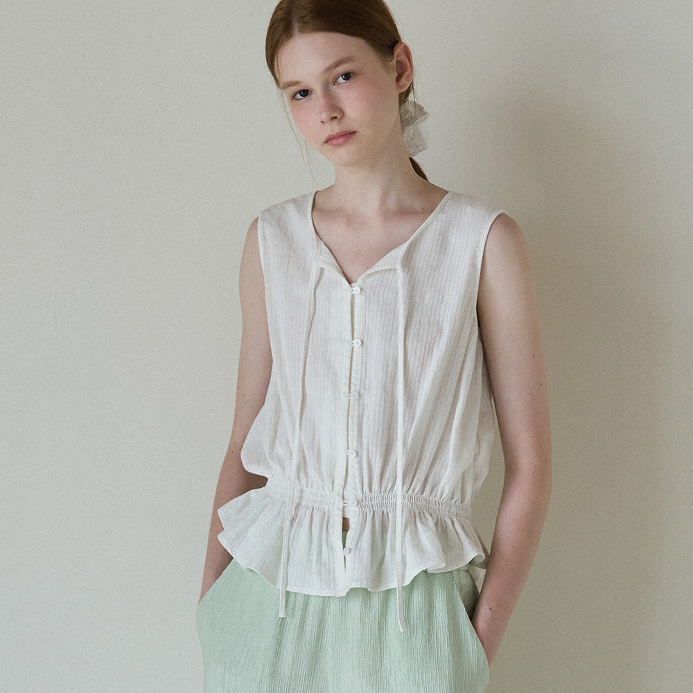 SO IR (2COLOR)SLEEVELESS COTTON BLOUSE