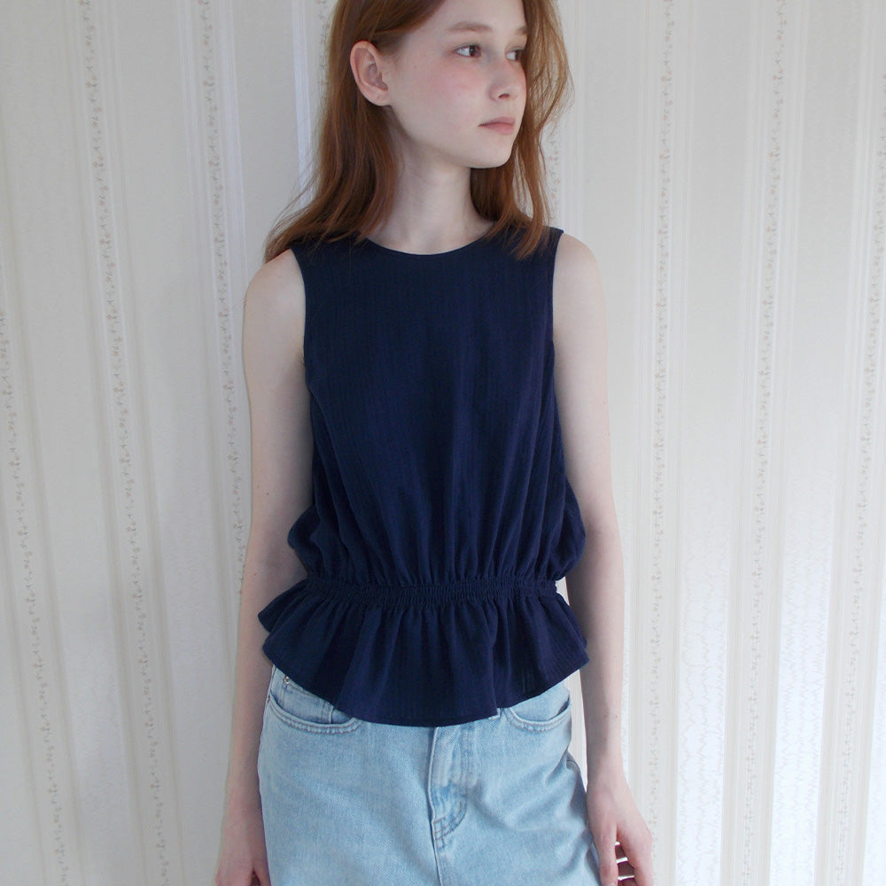SO IR (2COLOR)SLEEVELESS COTTON BLOUSE