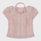 ILLIGO Ribbon tie square neck blouse pink