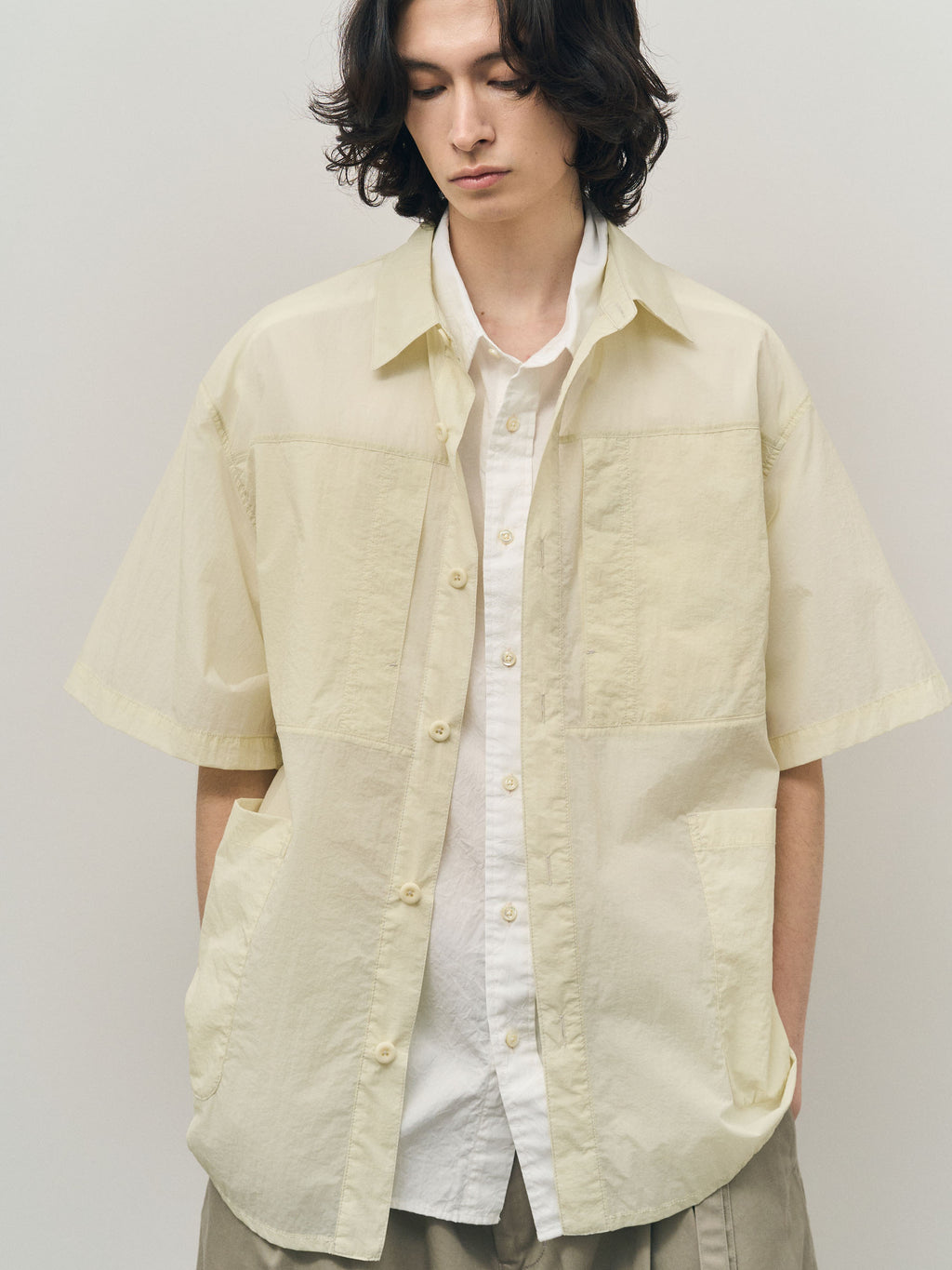 rough side [29 Exclusive] Layer Half Shirt Jacket Ivory