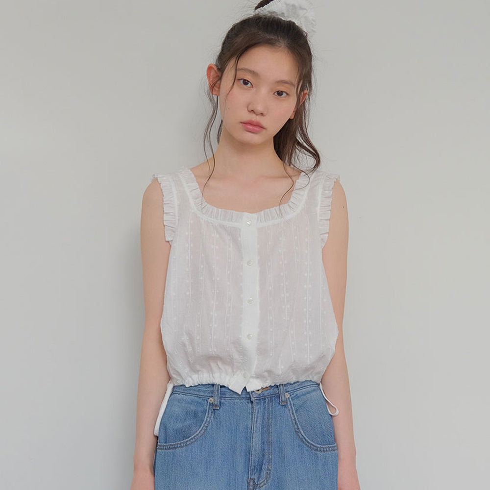 MOUI moui Pop frill sleeveless blouse (O/WHITE)