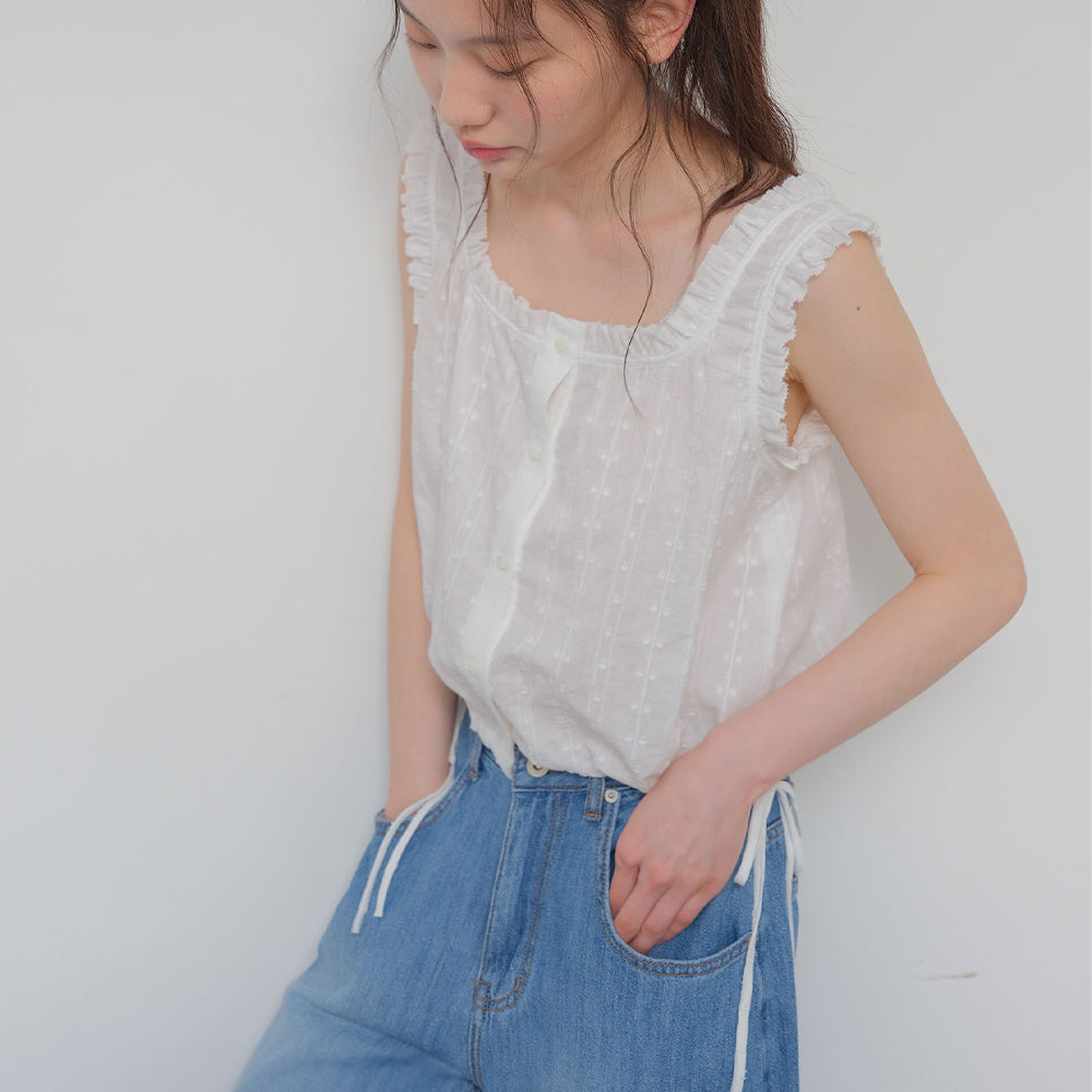 MOUI moui Pop frill sleeveless blouse (O/WHITE)