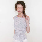 Loulouseoul Dot Off Shoulder Top (Light Gray)
