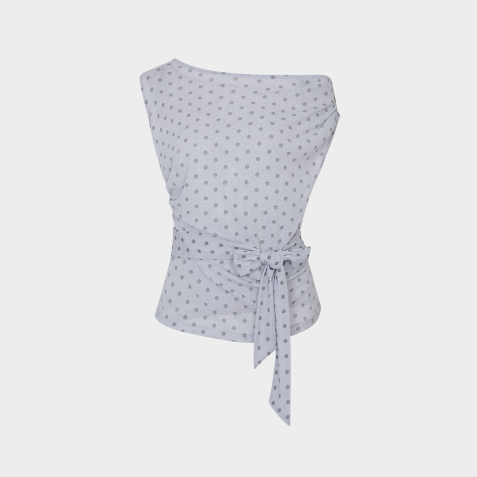 Loulouseoul Dot Off Shoulder Top (Light Gray)