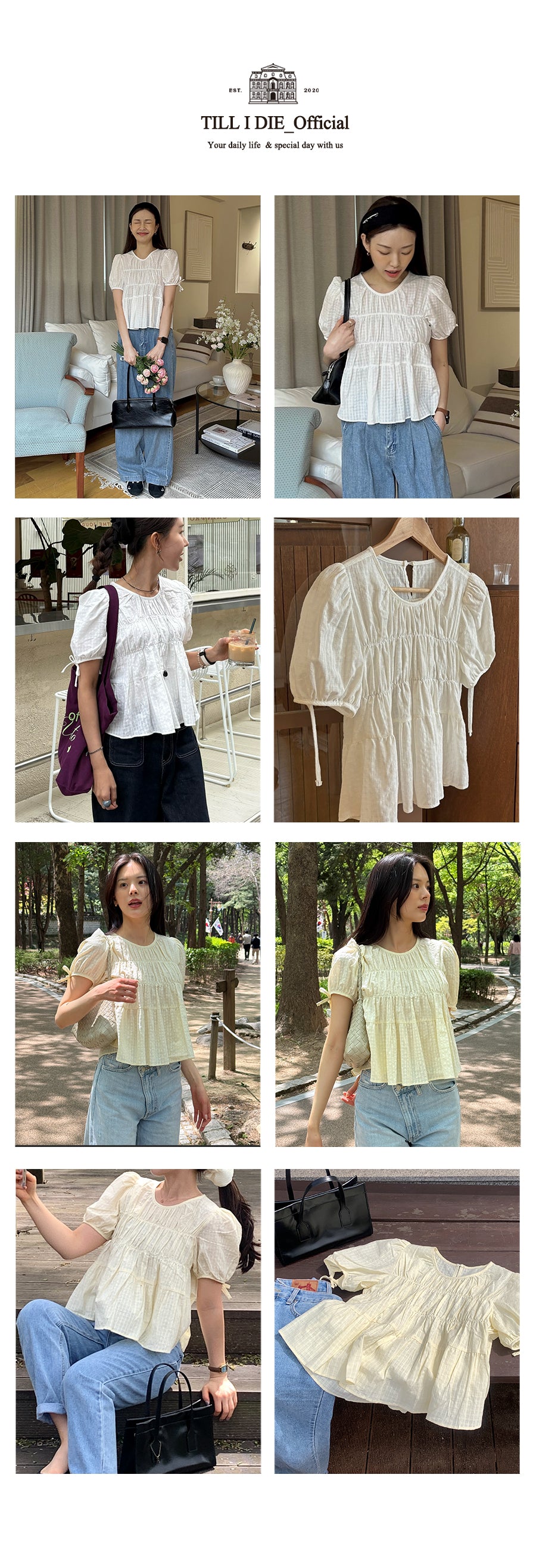 TILLIDIE Shirring puff blouse TISU01BL10_Butter
