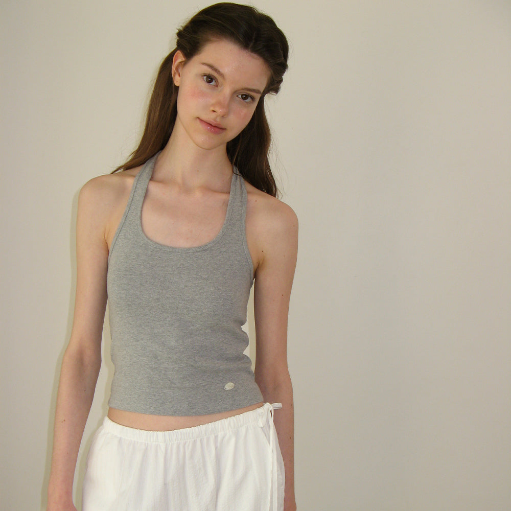 SOMEWHEREBUTTER [18th] Halter Pendant Sleeveless - Grey