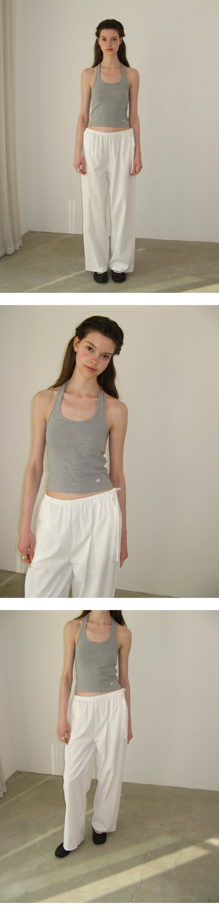 SOMEWHEREBUTTER [18th] Halter Pendant Sleeveless - Grey