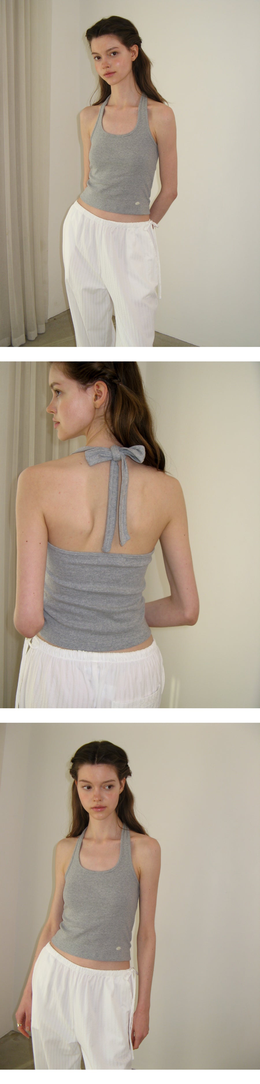 SOMEWHEREBUTTER [18th] Halter Pendant Sleeveless - Grey