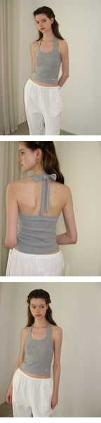 SOMEWHEREBUTTER [18th] Halter Pendant Sleeveless - Grey