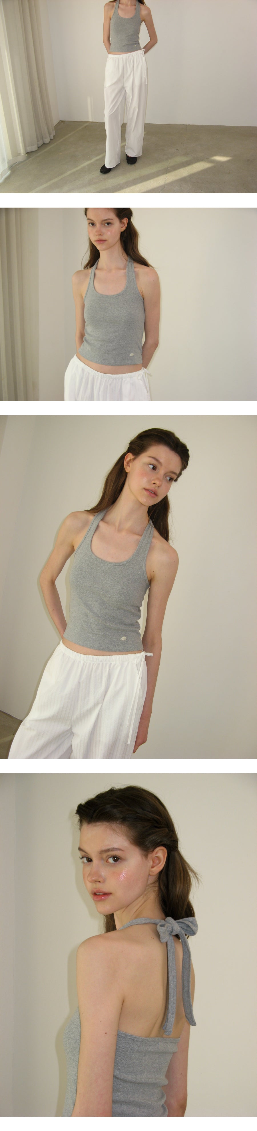 SOMEWHEREBUTTER [18th] Halter Pendant Sleeveless - Grey