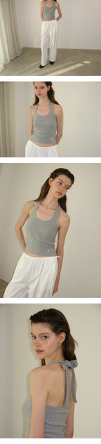 SOMEWHEREBUTTER [18th] Halter Pendant Sleeveless - Grey