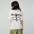 MAGOODGAN Swagber 3585 Waffle chain embroidery semi-overfit dirty white short-sleeved t-shirt