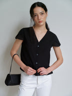UNDERSTANDING EDITION TULIP FRILL BLOUSE (BLACK)