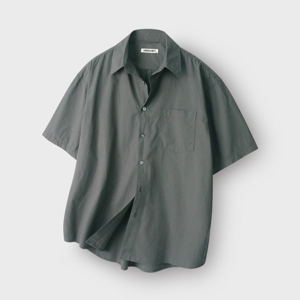 INDUST Sand washed comfort half shirt_navy
