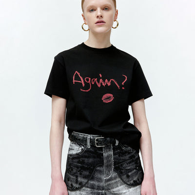 (ESSENTIAL) UNISEX AGAIN LIP T-SHIRT atb1406u(BLACK)