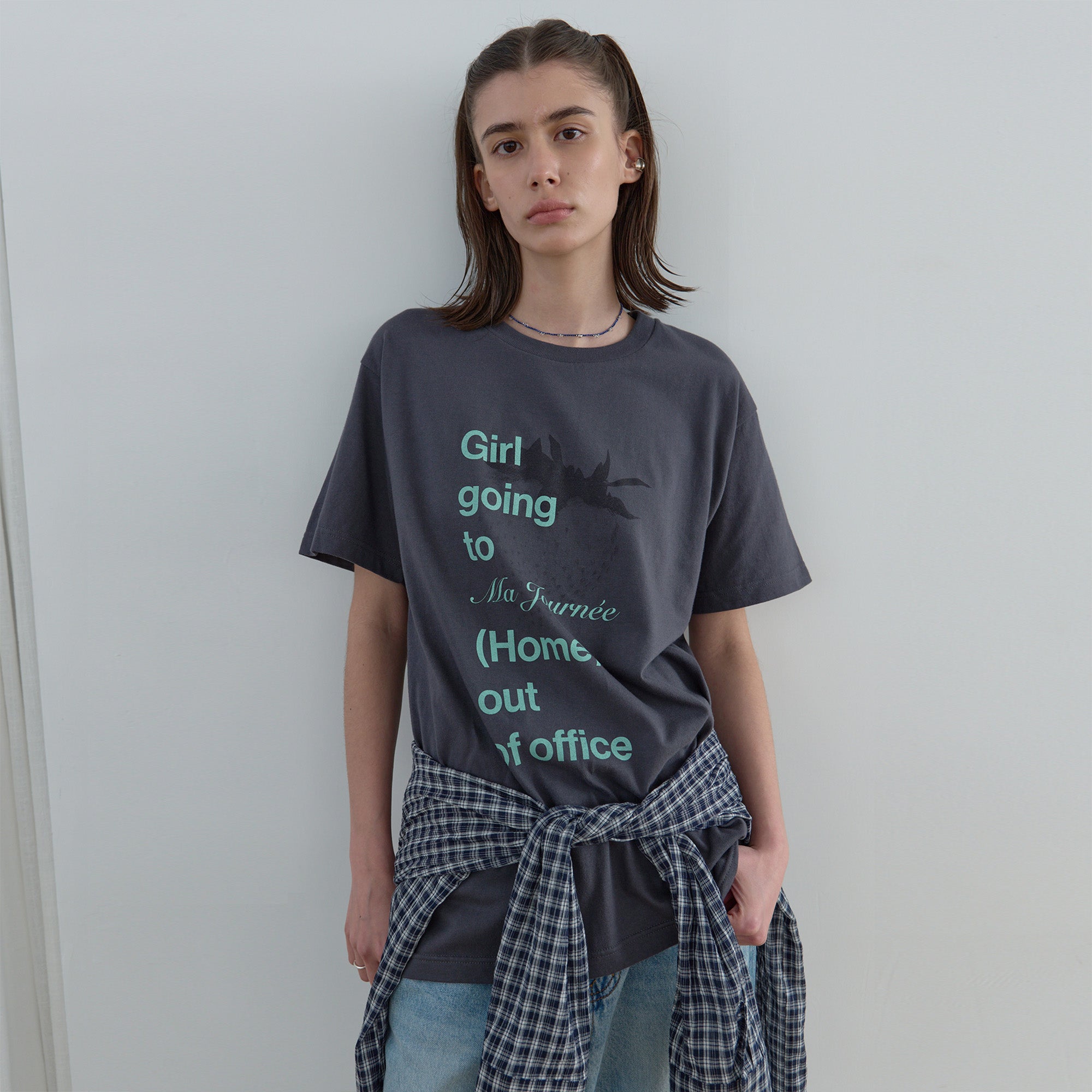 MA JOURNÉE M STRAWBERRY SHORT SLEEVE T-SHIRT_CHARCOAL