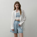 OSTKAKA Summer loose fit back slit shirt ivory
