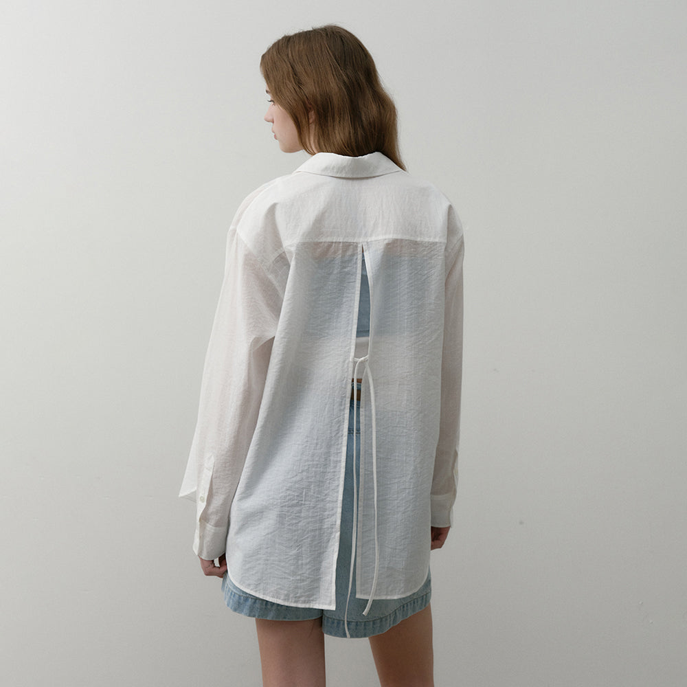 OSTKAKA Summer loose fit back slit shirt ivory