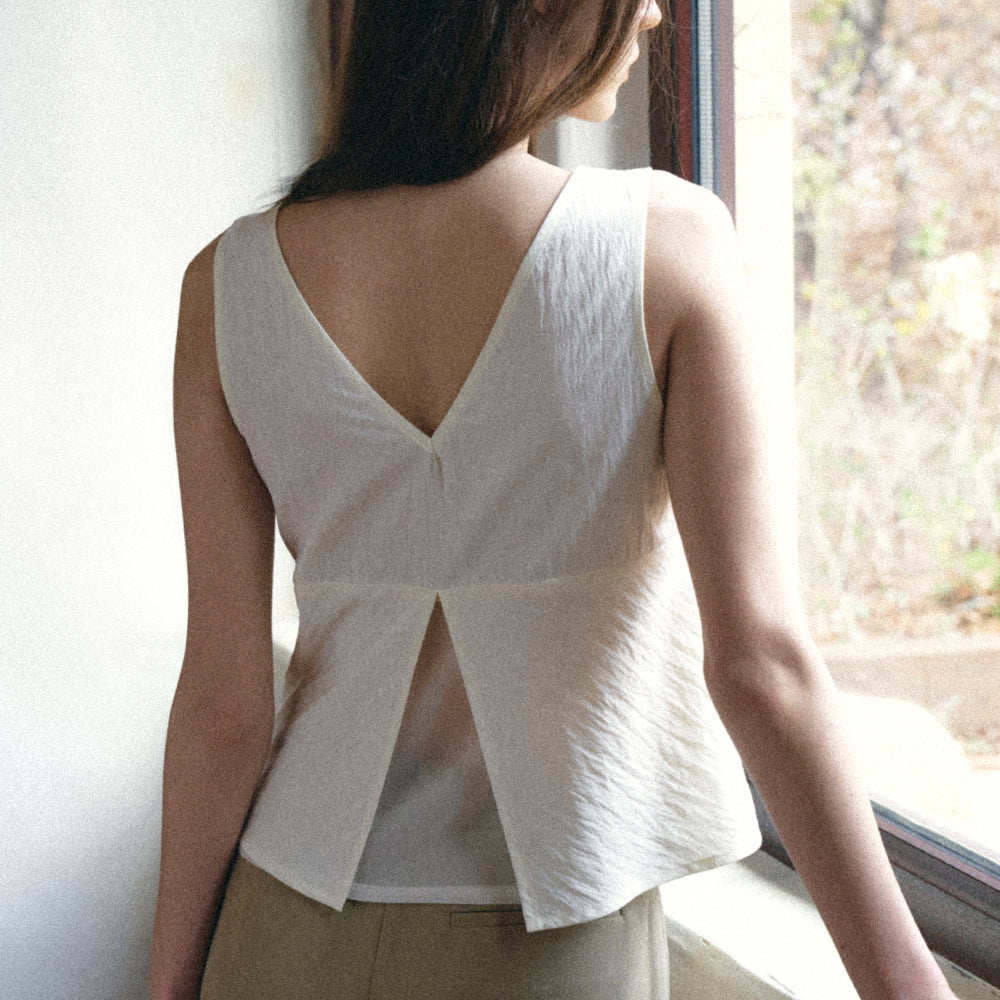 ANGELOBIANCO Fluo Chiffon Top, CREAM