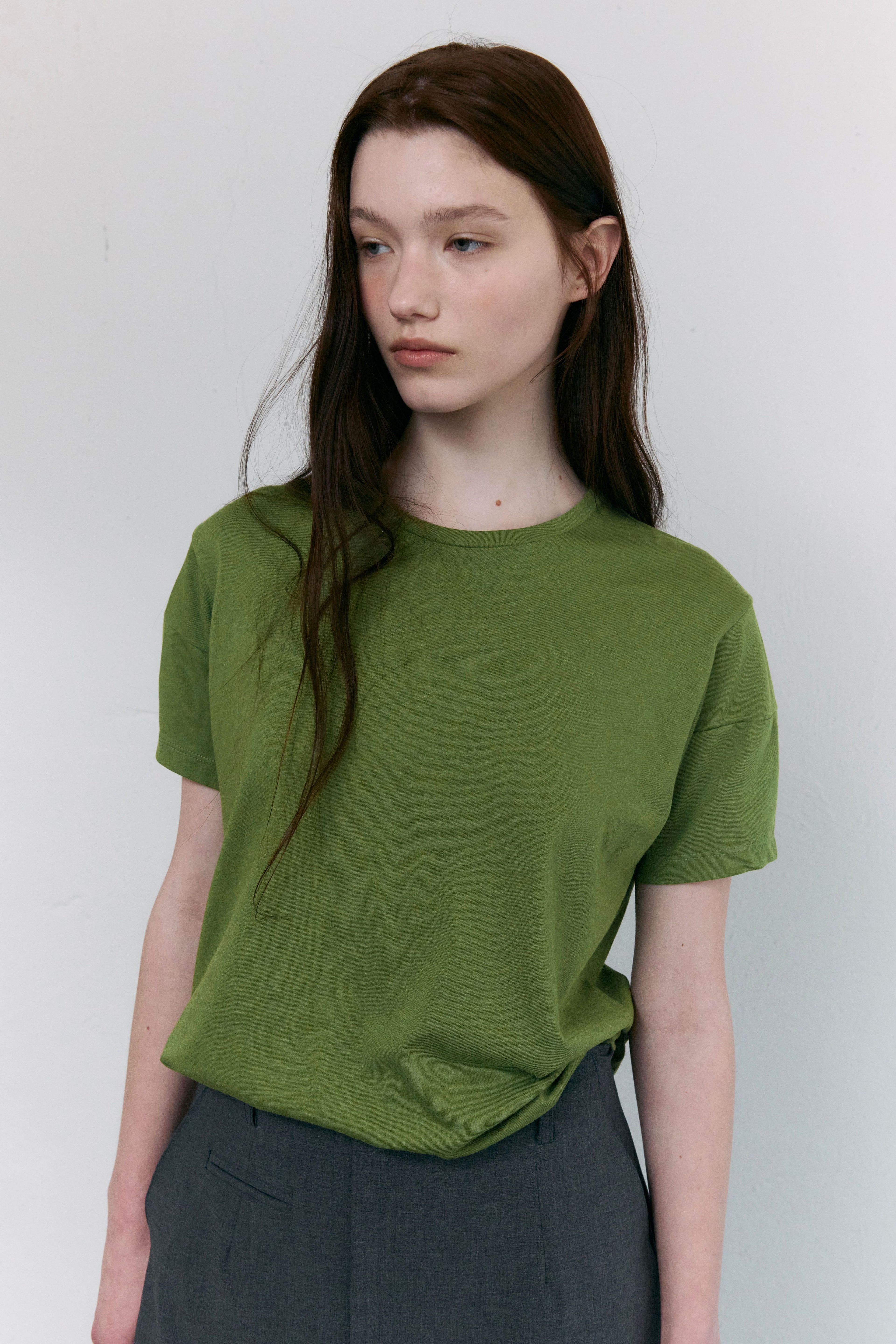 AUBOUR [2nd restock] dual seam t-shirt (olive)