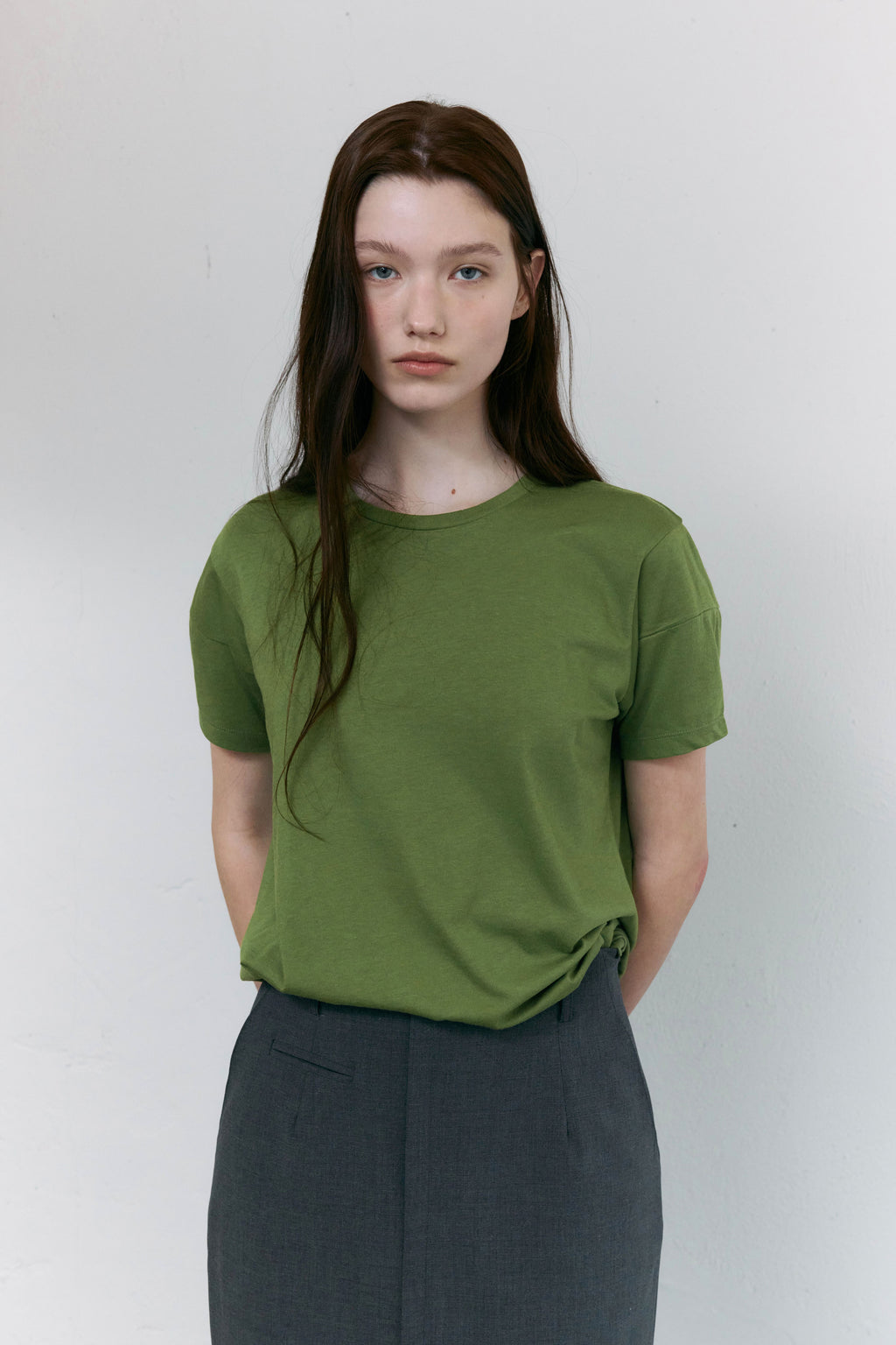AUBOUR [2nd restock] dual seam t-shirt (olive)
