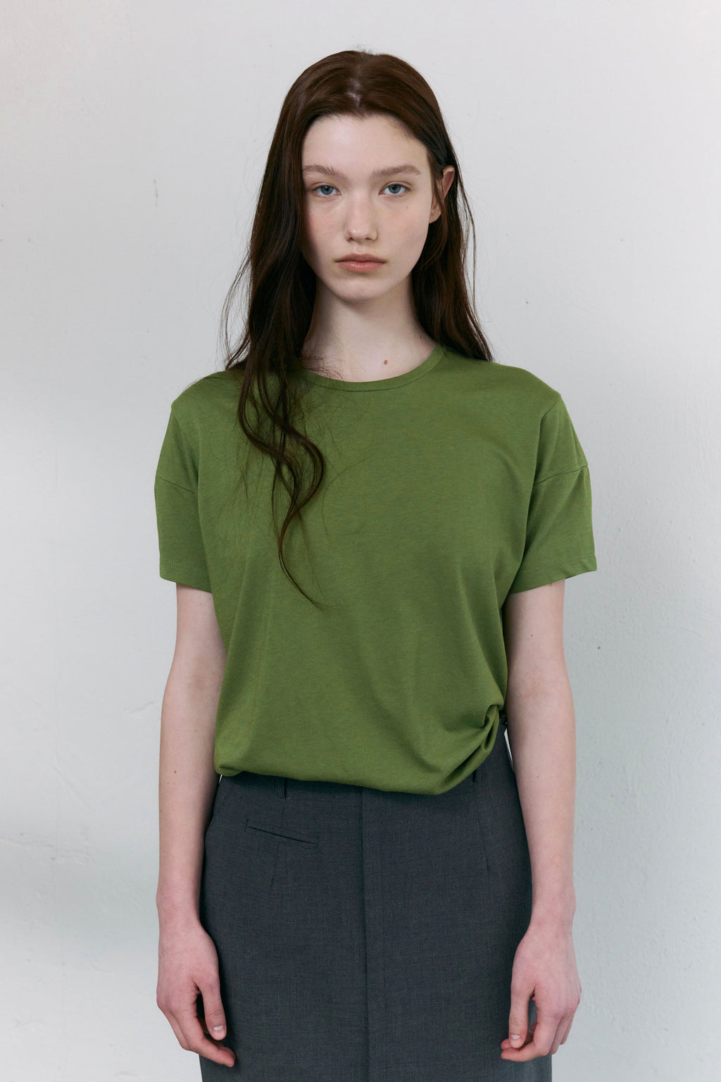 AUBOUR [2nd restock] dual seam t-shirt (olive)